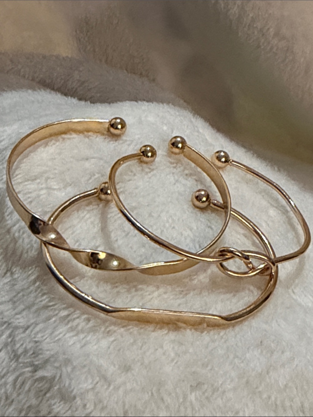 Brand New Gold Tone Open Cuff Bracelet Set of 3